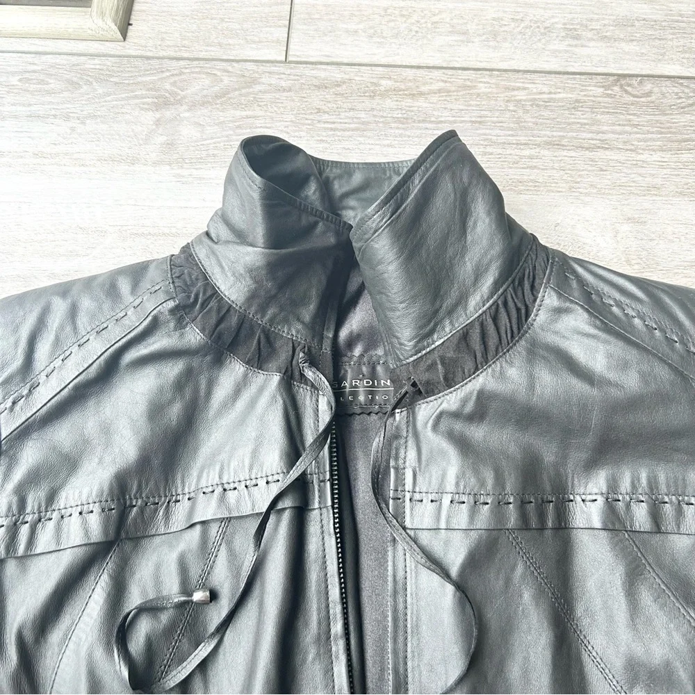 Bigardini Ruched  Ruffles Leather Jacket - Picture 5 of 14